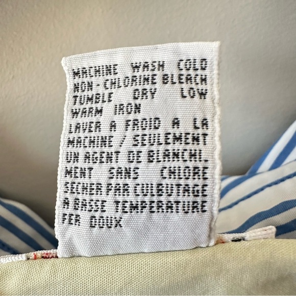 Talbots Striped Button Down Shirt Top 1x Blue Coral Womens All Cotton Preppy - Picture 7 of 12